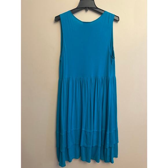 Lane Bryant Teal Beaded Neck Sleeveless Tiered Dress Size 14/16 - Picture 5 of 6